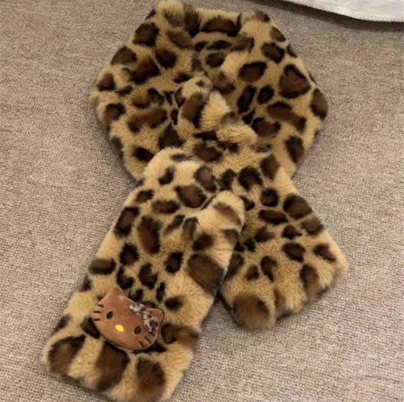 Leopard Hello Kitty Earmuffs, Kawaii Earmuffs, Winter Headwear, Sanrio ...