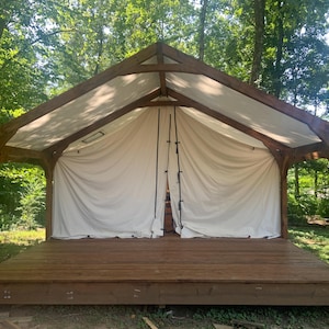 Luxury Glamping Safari Tent Kit with Porch 16ft x 32ft Timber Frame & Canvas