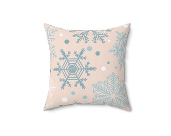 Winter Snowflake Decorative Pillow, Cozy Home Decor, Holiday Gift, Snowflakes Cushion, Seasonal Home Accents