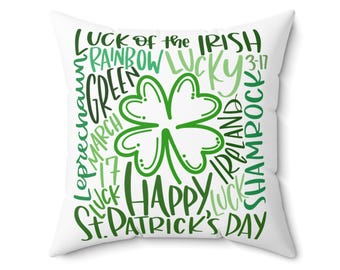 Oreiller de la Saint-Patrick - Décoration irlandaise chanceuse, coussin trèfle vert pour la maison, décoration des fêtes, célébration