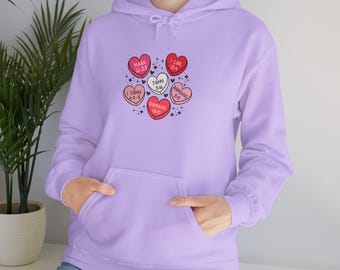 Love Heart Motif Hoodie - Valentine's Day Unisex Sweatshirt, Valentine's Day Hooded Sweatshirt, Heart Design Jumper, Romantic Pullover, Cozy