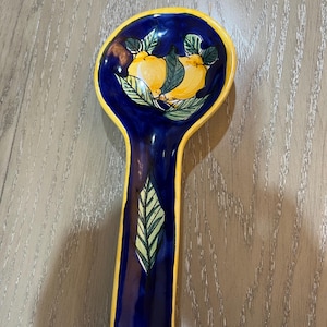Ceramic Hand Painted Lemon Design Spoon Rest Imported from the Amalfi Coast, Italy