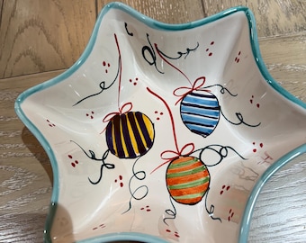 Hand-Painted Italian Ceramic Christmas Dish | Festive Holiday Decor | Imported from Italy
