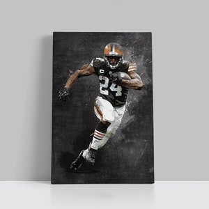 Nick Chubb Framed Canvas Print Cleveland Browns Poster Football Artwork NFL Wall Art Print Home Decor  L169 Birthday Gift