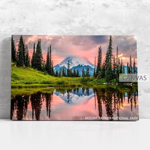 Affiche Mount Rainier Parc National encadrée, impression sur toile Washington, impression d'art mural de voyage, amoureux de la nature, décoration d'intérieur L244, cadeau d'anniversaire