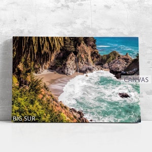 Big Sur Poster California Travel Framed Canvas Print Big Sur Beach Wall Art Print Nature Lover Home Decor L222 Birthday Gift