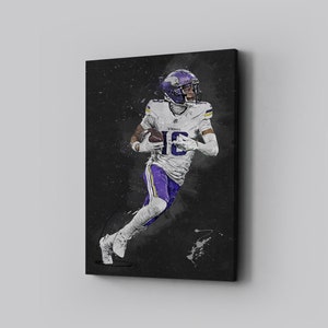 Justin Jefferson Framed Canvas Print Minnesota Vikings Poster Football Artwork NFL Wall Art Print Home Decor  L162 Birthday Gift