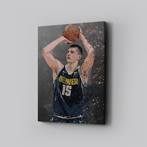 Nikola Jokic Framed Canvas Print Denver Nuggets Poster Basketball Artwork NBA Wall Art Print Home Decor  L87 Birthday Gift