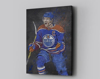 Connor McDavid Framed Canvas Print Edmonton Oilers Poster Hockey Artwork NHL Wall Art Print Home Decor  L37 Birthday Gift