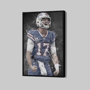 Josh Allen Framed Canvas Print Buffalo Bills Poster Football Artwork NFL Wall Art Print Home Decor  L257 Birthday Gift