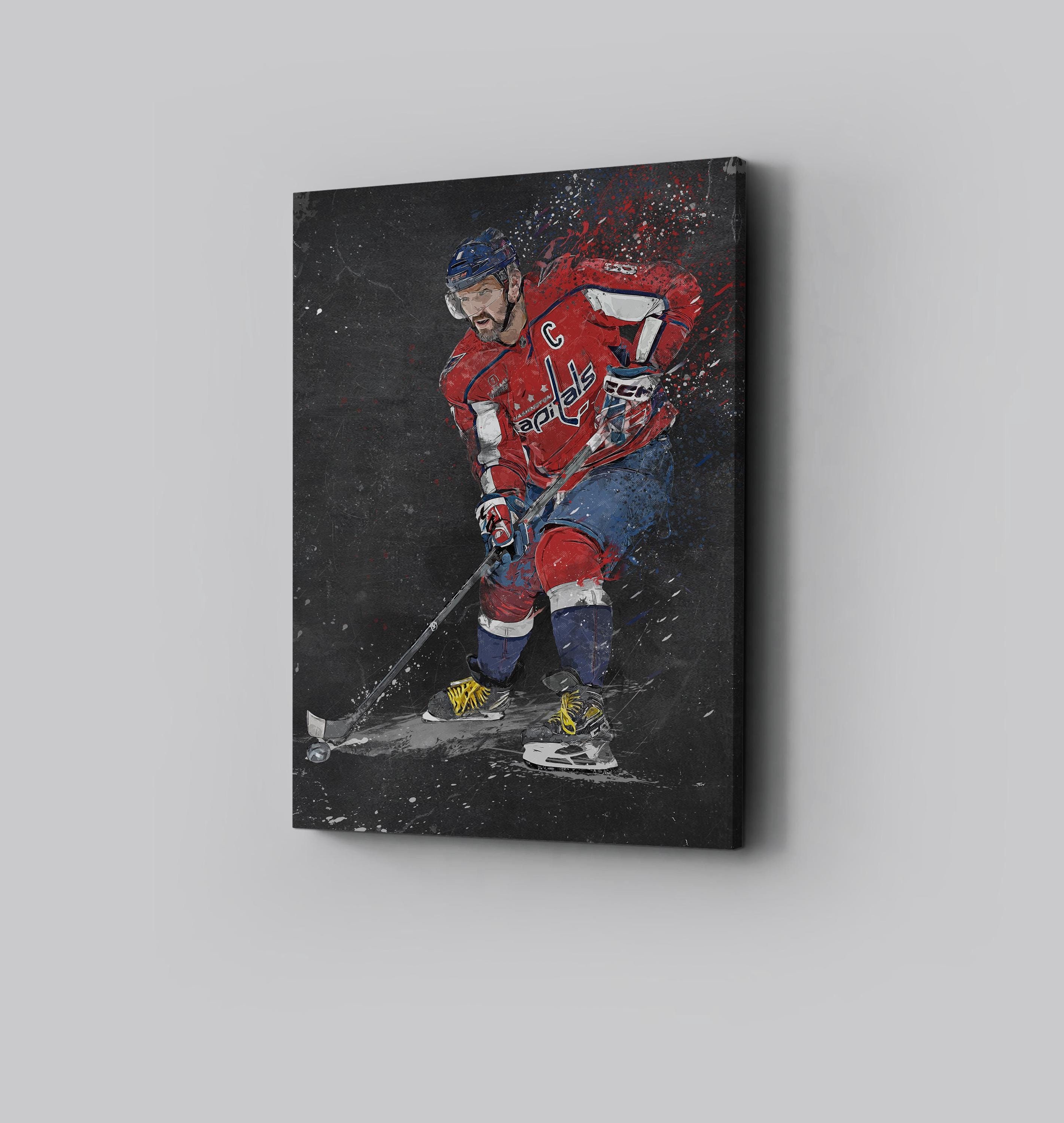 Alex Ovechkin Framed Canvas Print Washington Capitals Poster Hockey Artwork NHL Wall Art Print Home Decor  L25 Birthday Gift