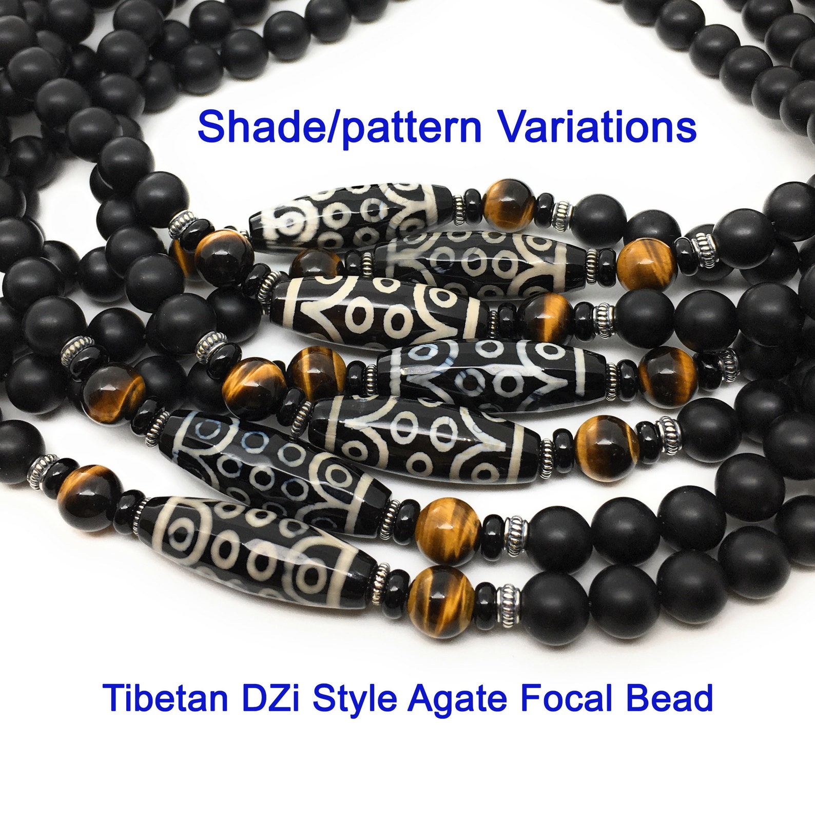 Men's Tribal Bracelet With Tibetan Dzi Style Agate Matte Etsy