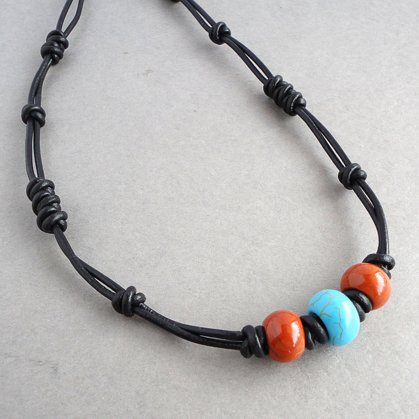 Men's Tribal Necklace Leather Choker for Men Unisex Etsy UK