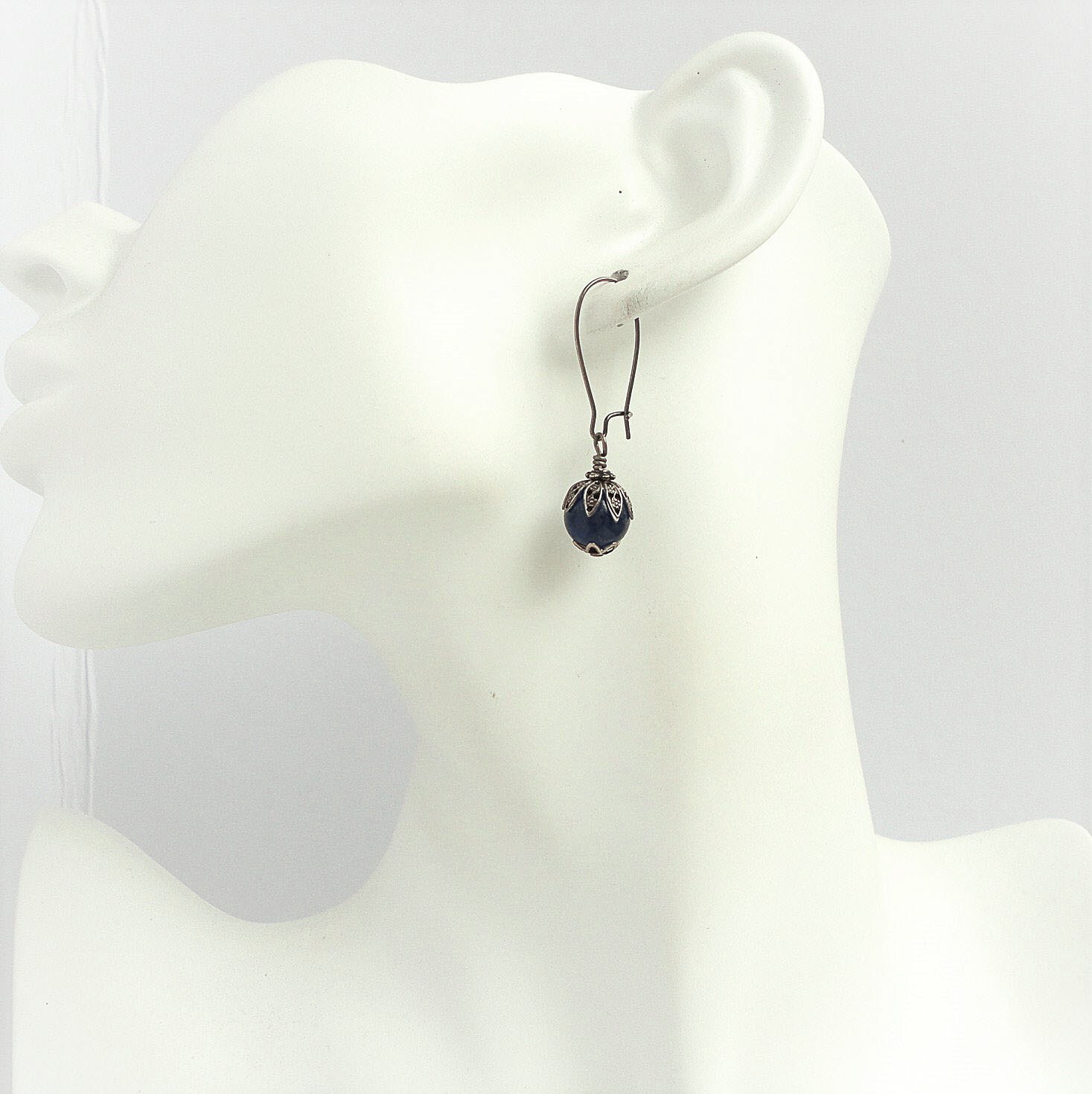 Blue Lapis Lazuli Earrings in Antiqued Brass Kidney Earwires | Etsy