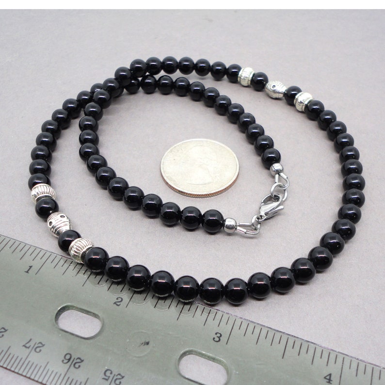 Black Onyx Mens Necklace, Handmade Onyx Jewelry for Men, Guys, Dads, Him, Mens Accessory, High Quality Gemstone Beaded image 5