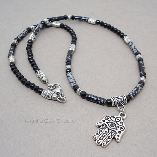 Hand of Hamsa Charm Necklace for Men 