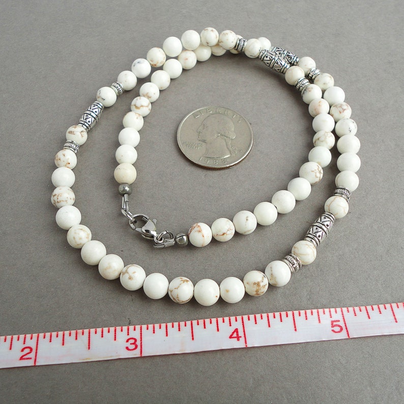 White Natural Magnesite Hand Knotted Necklace main image 1