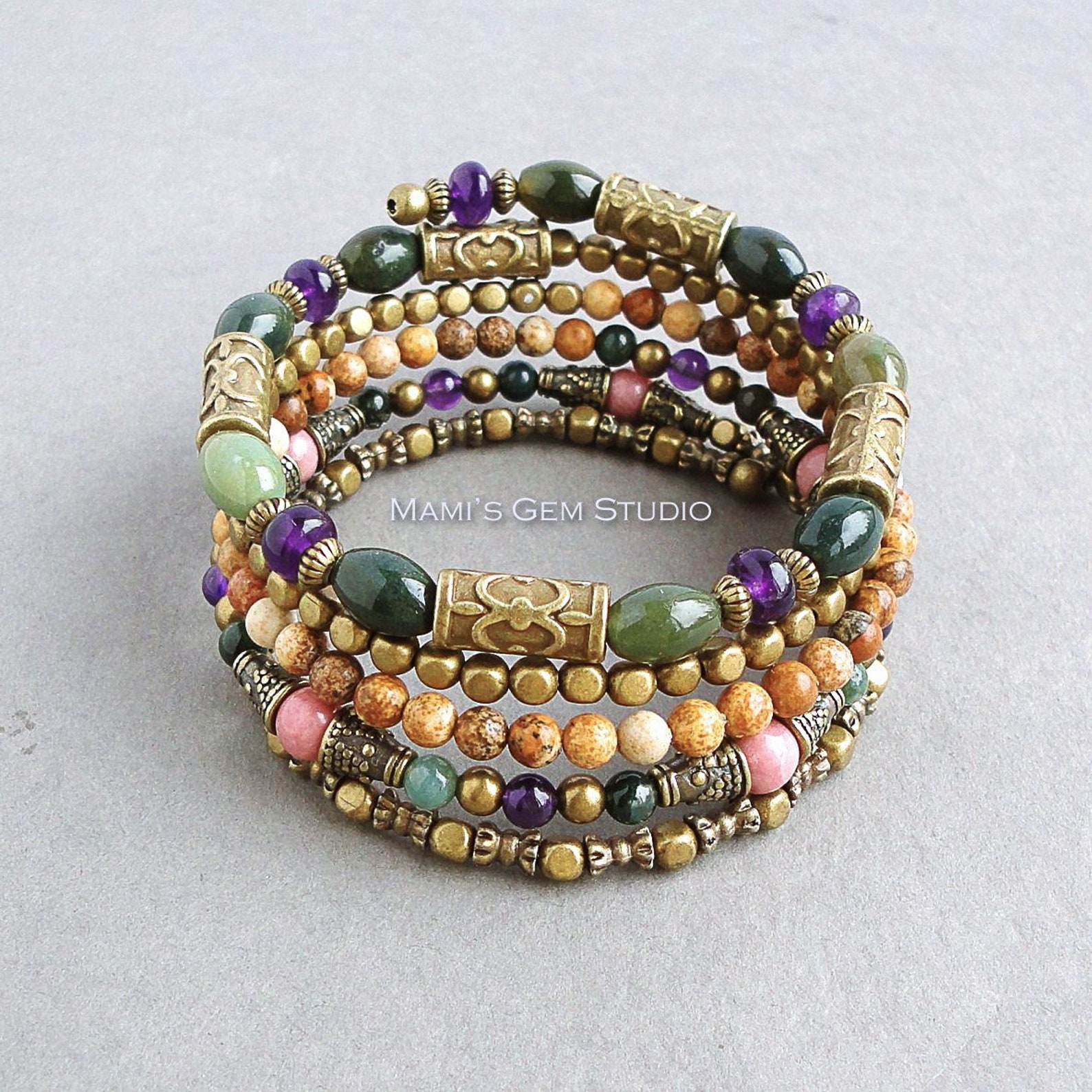Boho Gypsy Bracelet Wrap Around Bracelet Memory Wire Etsy