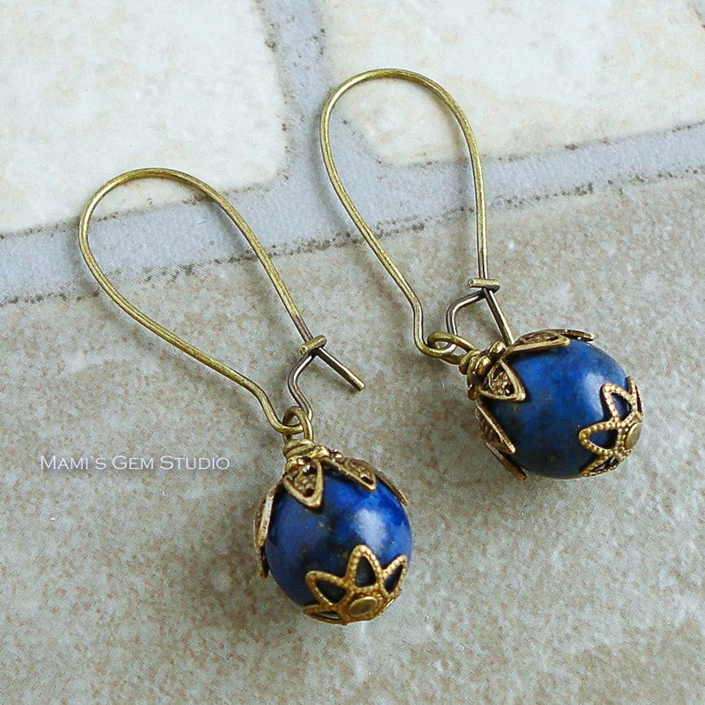 Lapis Brass Earrings main image 0