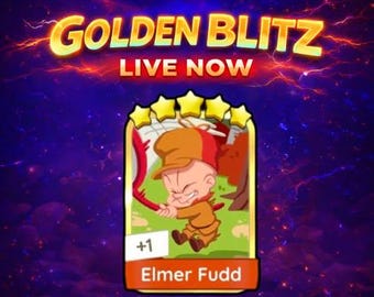 Monopoly 5 Star Golden Blitz - Elmer Fudd - Set 21 - Monopoly_Go 5 Star Sticker - Fast Delivery