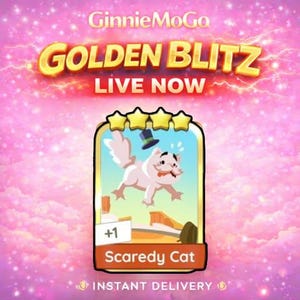 Monopoly Golden Blitz - Scaredy Cat Set 21 - Monopoly_Go 4 Star Sticker - Fast Delivery