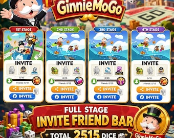Monopoly Go Invite Bar Fill – 2515 Dices (Please Read Description)