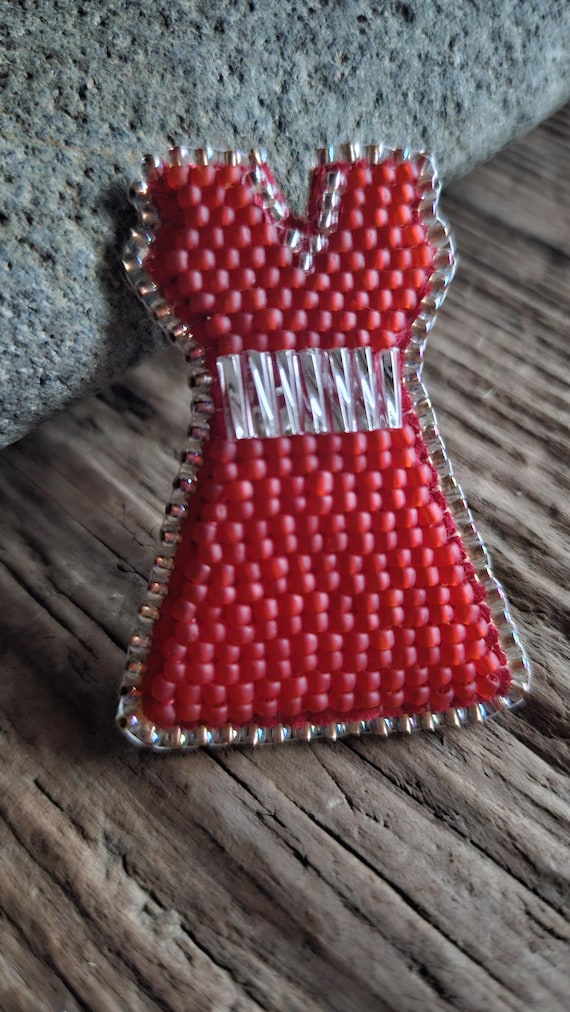 beaded red dress pin pattern Red Dress Earrings – IndigeneArts main image 0