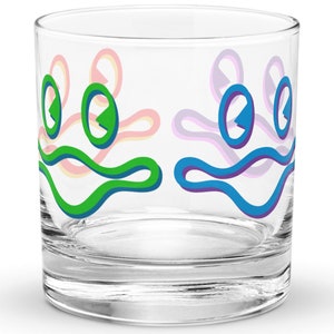 Fishie Smile Rocks Cocktail Drinking Glass in Multicolor Rainbow | King Gizzard and the Lizard Wizard | KGLW | Unique Gift