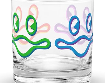 Vaso para cóctel Fishie Smile Rocks en arcoíris multicolor / King Gizzard and the Lizard Wizard / KGLW / Regalo único