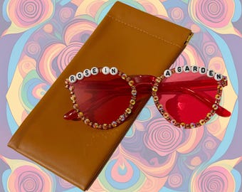 Gafas de sol tintadas Rose in a Garden / Daniel Donato's Cosmic Country / DDCC / Reflector / How Ya Dern / Gafas de diamantes de imitación / ¡Viene con estuche!