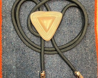 Modern Light Pink Pearlescent Triangle Bolo Tie