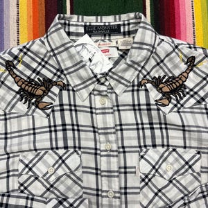 Womens Medium Long Sleeve Scorpion Embroidered Vintage Western Shirt Cowboy