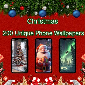 Christmas Phone Wallpaper | 200 Unique 4K Designs | Digital Download | Santa Claus Phone Wallpaper | iPhone & Android | High-Quality