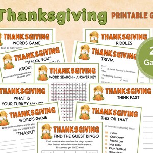 Thanksgiving Games, Thanksgiving Party, Thanksgiving Bingo, Thanksgiving Trivia, Party Games, Family Dinner Games, Holiday Games