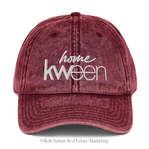 KW Keller Williams Home KWeen Vintage Cotton Maroon Twill Cap - Real Estate Agent
