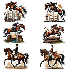 Equestrian Eventing Stickers: Watercolor Horse Designs (Digital Download)