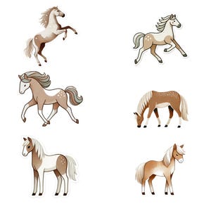 6 Digital Cute and Simple Horse Stickers | Cute stickers for digital planners, digital notes, social media, and more!