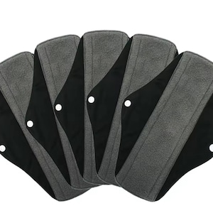 Reusable Menstrual Pads – Bamboo Charcoal | Microfibre Core | Waterproof PUL | Eco-Friendly & Ultra Soft | 1-Pack / 3-Pack / 5-Pack