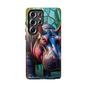 Samsung S25 Ultra bunte Nilpferd Handyhülle, robuste Handyhülle, Tier Liebhaber Geschenk, einzigartiger Handyschutz,