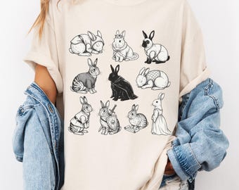 Middeleeuws T-shirt konijn tattoo | Comfortkleuren: illustratie konijn ridder