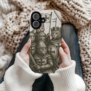 Medieval Cat iPhone Case, Cute Cat Lover Gift, Tough Phone Case for Pet Owners, Unique Animal Art, Fun Cat-Themed Accessories