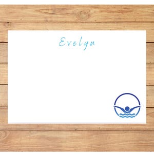 Personalized Swim Notecards, Swimmer Gift, Swim Team Gift, Set of 8 with Envelopes