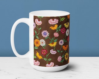 Floral Piano Eras Tour Ceramic Mug - Colorful Flowers, Music Lover Gift