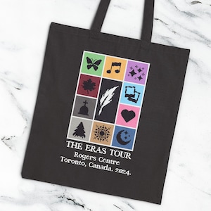 Custom pixel art Eras canvas tote bag. Personalized fabric tote bag.