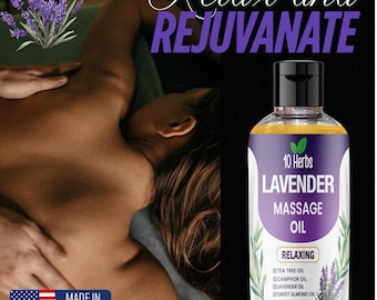 Aceite de masaje de lavanda natural: Hecho a mano en Texas, orgánico del USDA