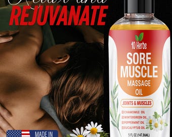 Aceite de masaje natural para músculos doloridos: aceites esenciales orgánicos, hechos a mano en Texas