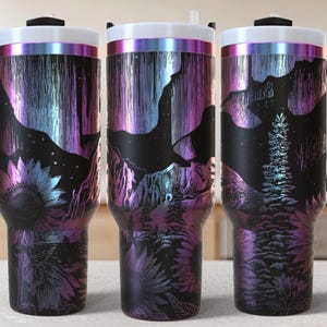 Northlight Flowers 40oz Tumbler Laser Engrave File, 40 oz Quencher sunflowers Tumbler Wrap SVG and PNG File, Laser Engraving Tumbler