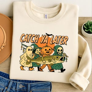 Cute Halloween Catch Ya Later Fishing PNG – Bass fish Lure Clipart for Sublimation,Funny Design, Outdoor Fisherman PNG for Dad Shirt