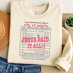 Jesus Paid It All Png Svg, Christian Shirt Designs Png, Sublimation Worship Designs Direct to Film Christian Png,Jesus Loves me Png Wall art