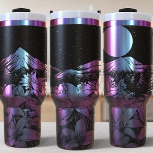 Lily flowers 40oz Tumbler Laser Engrave File, 40 oz Quencher flowers Tumbler Wrap SVG and PNG File,flowers Laser Engraving Tumbler